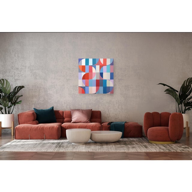 2026, Color Field, Geometric Minimalism, Primary Tones,Red Breeze, Acrylic Paint on Canvas by Natalia Roman For Sale In Miami - Image 6 of 8