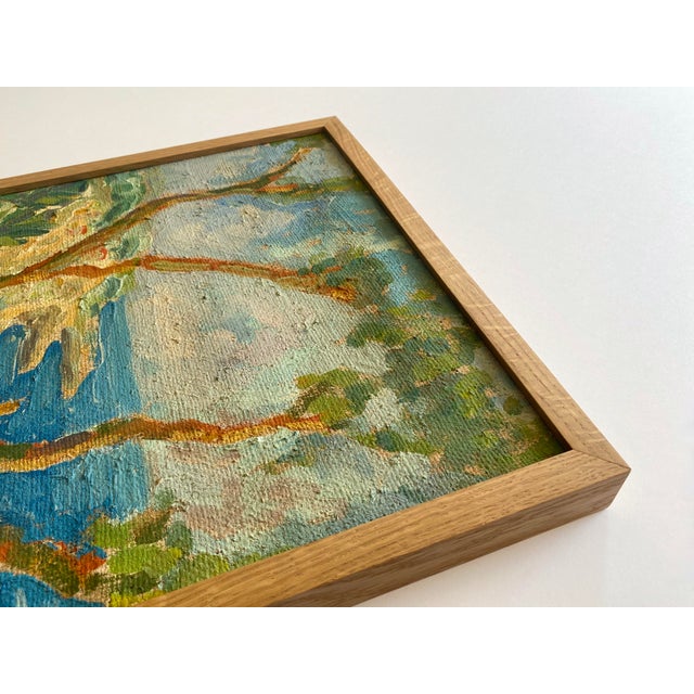 Vintage Mid Twentieth Century Postimpressionist " Stupiste, Komiza " Framed Original Adriatic Seascape Impasto Oil Painting For Sale - Image 12 of 18
