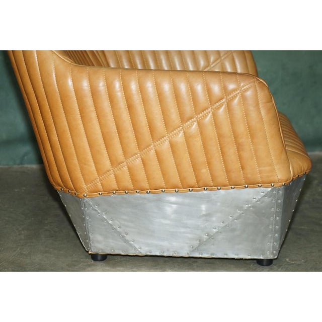 Aviator Lounge Chair in Tan Brown Leather For Sale - Image 15 of 16