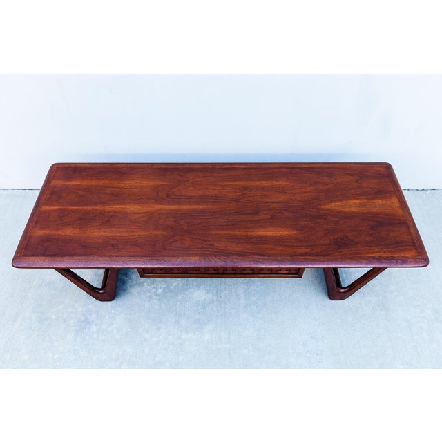 1960s Restored Mid Century Lane "Perception" Coffee Table With Basketweave Drawer For Sale - Image 9 of 12