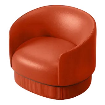 Modern Gentle Armchair in Salmon Leather and Metal by Javier Gomez For Sale