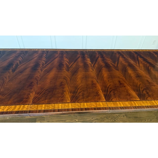 Traditional Multi-Banded Georgian Style Mahogany Dining Table by Leighton Hall - Showroom Sample For Sale - Image 11 of 16