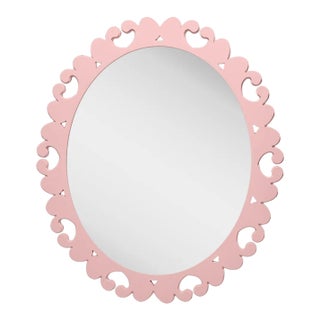 Fleur Home Garden District Satsuma Oval Mirror in Authentic Pink, 42x48 For Sale