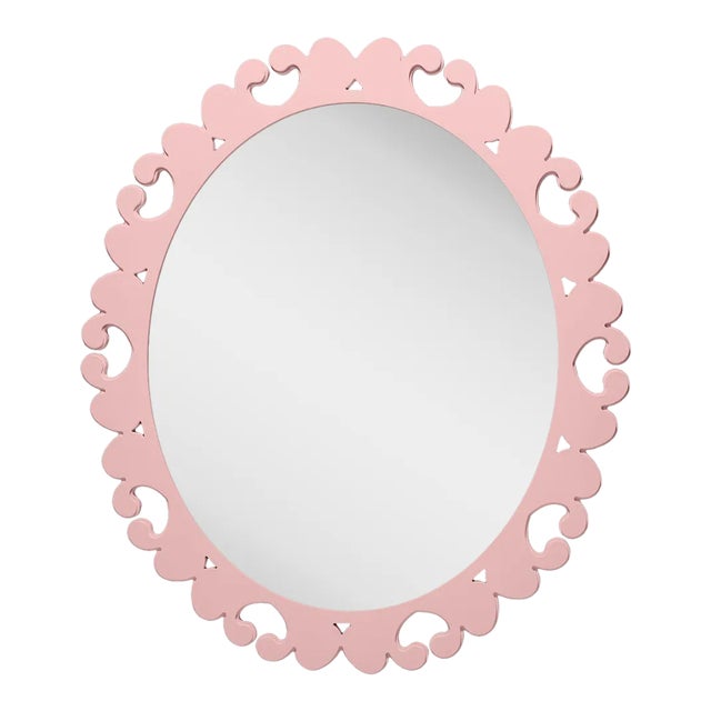 Fleur Home Garden District Satsuma Oval Mirror in Authentic Pink, 42x48 For Sale