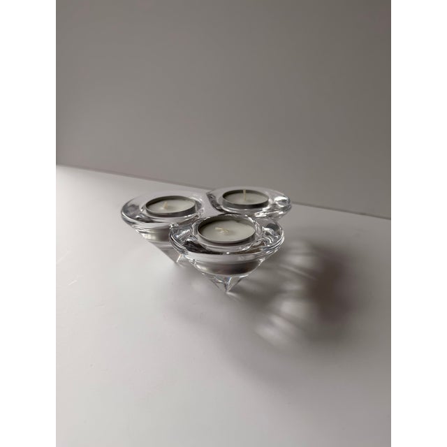 Vintage Crystal Glass Trio Tealight Candle Holder For Sale - Image 4 of 5