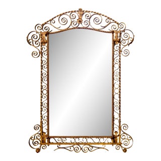 Large Early 20th Century Italian Mirror With Gilt Iron Frame For Sale