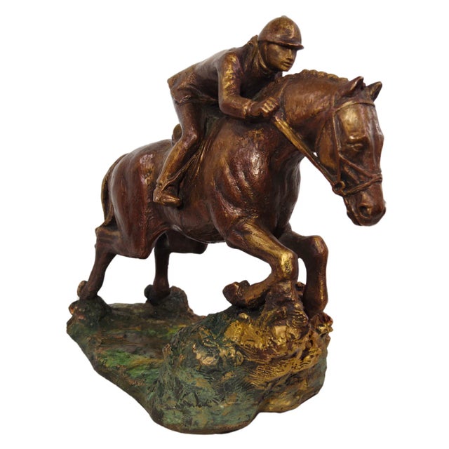 Metal Austin Productions Sculpture "Stretch Run" Race Horse & Jockey Sculpture 18" For Sale - Image 7 of 11