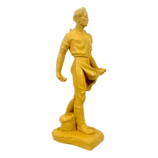 Socialist Realist Style Ceramic Sculpture of Sower, Former Czechoslovakia, 1940s For Sale