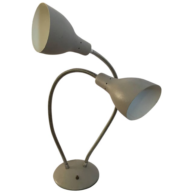 Double Goose Neck Table Lamp in the Manner of Kurt Versen For Sale