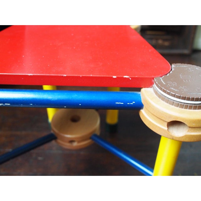 1987 Original Joanne Shima Memphis Milano Modern Folk Tramp Art Tinker Toys Oreo Cookies Child's Chair Wood Sculpture For Sale - Image 9 of 11