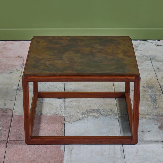 John Stuart Brass Acid Etched Side Table For Sale - Image 9 of 12