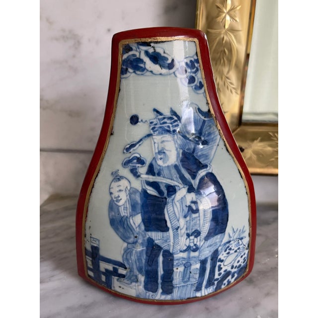 Asian Blue and Red Ceramic and Lacquer Box For Sale - Image 9 of 9