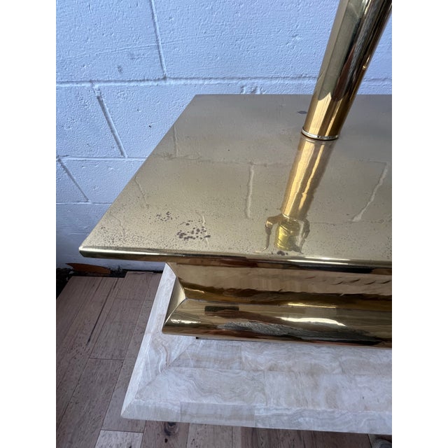 1970s Modernist Sculptural Hollywood Regency Brass Table Lamps Karl Springer Style - a Pair For Sale - Image 9 of 12