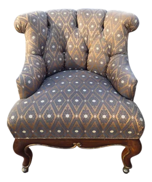 1990s Marge Carson Boudoir Lounge Accent Chair French Tuffed Wingback Armchair Regency