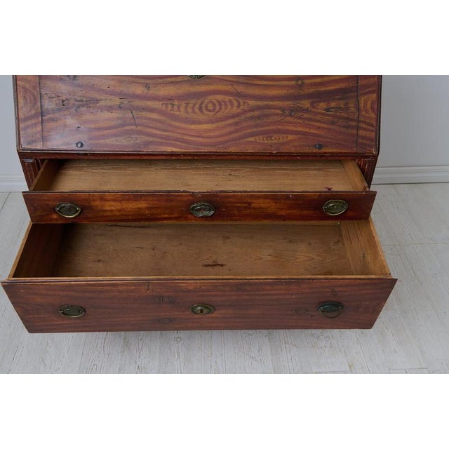 Antique Swedish Secretary Desk with Drawers in Pine, 1820 For Sale - Image 11 of 13