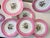 Antique French Pink Old Paris Porcelain hand-painted dessert set with 12 plates and 5 assorted tazzas, porcelain with gilt accents - 17 pcs For Sale - Image 4 of 18