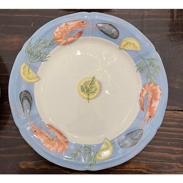 Shell 1970s Gien France "Belle Île en Mer" Seafood Plates — Hand-Painted Majolica, 11.25" - Set of Four For Sale - Image 7 of 7