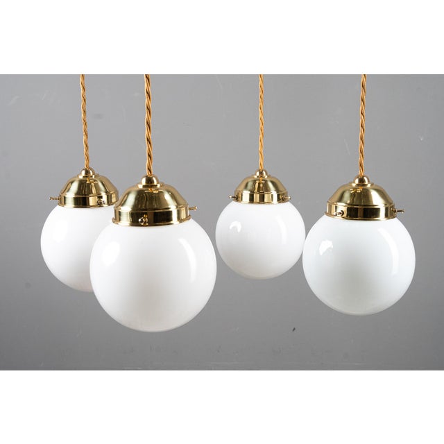 Art Deco Chandelier with Opal Glass Shades, Vienna, 1920s For Sale - Image 14 of 18