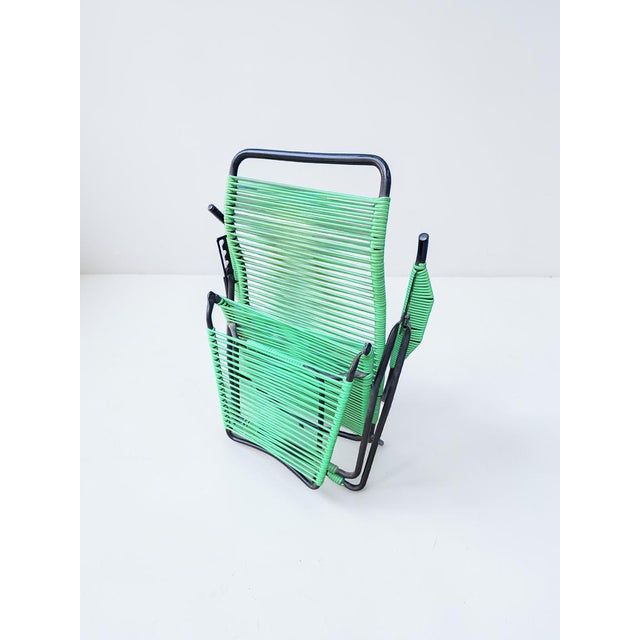 Metal Italian Spaghetti Corded Reclining Deckchair with Ottoman, 1960s For Sale - Image 7 of 8