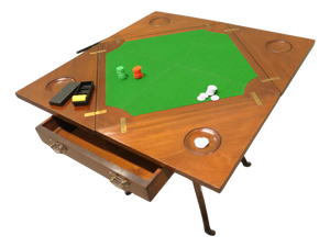 Victorian Envelope Card Table with Gaming Wells