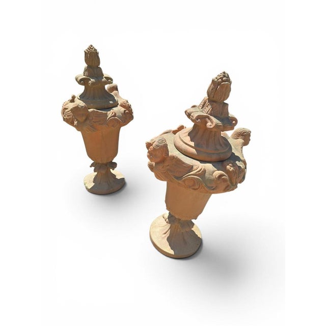 Large Italian Terracotta Garden Urns, 1970s, Set of 2 For Sale - Image 10 of 11