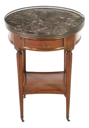 DeBournais, French Walnut and Marble Louis XVI Bouillotte.