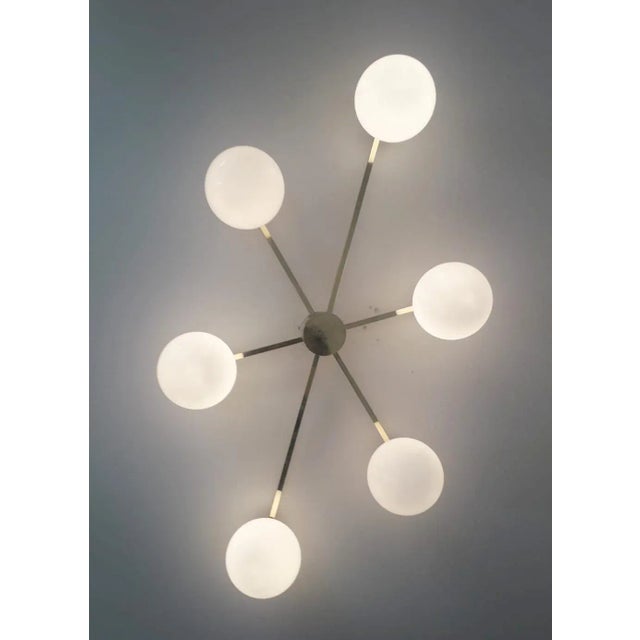 Angelo Natural Brass Glossy White Globe Flush Mount by Fabio Ltd For Sale - Image 6 of 8