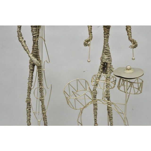 Vintage Mid Century Modern Brutalist Wire Musician Band Figure Sculpture - Set of 2 For Sale In Philadelphia - Image 6 of 17