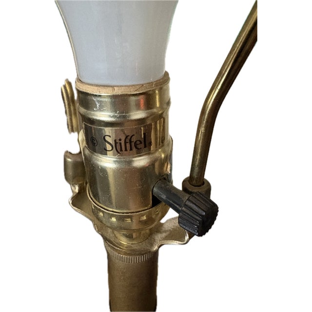 Vintage Stiffel Solid Brass Trophy Urn Table Lamp – Hollywood Regency Style With Pleated Shade For Sale - Image 11 of 11