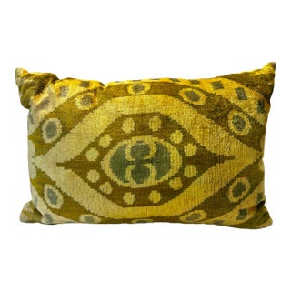 Golden Colors Silk Velvet Lumbar Pillow 16x24 For Sale