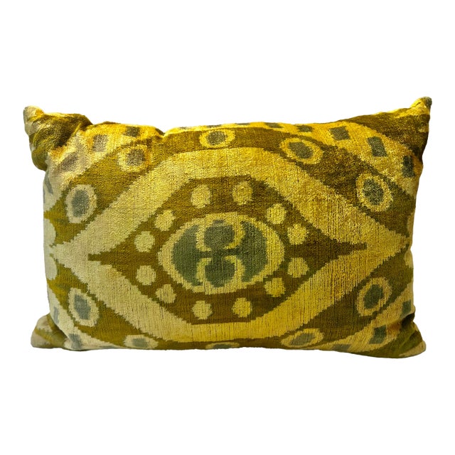 Golden Colors Silk Velvet Lumbar Pillow 16x24 For Sale