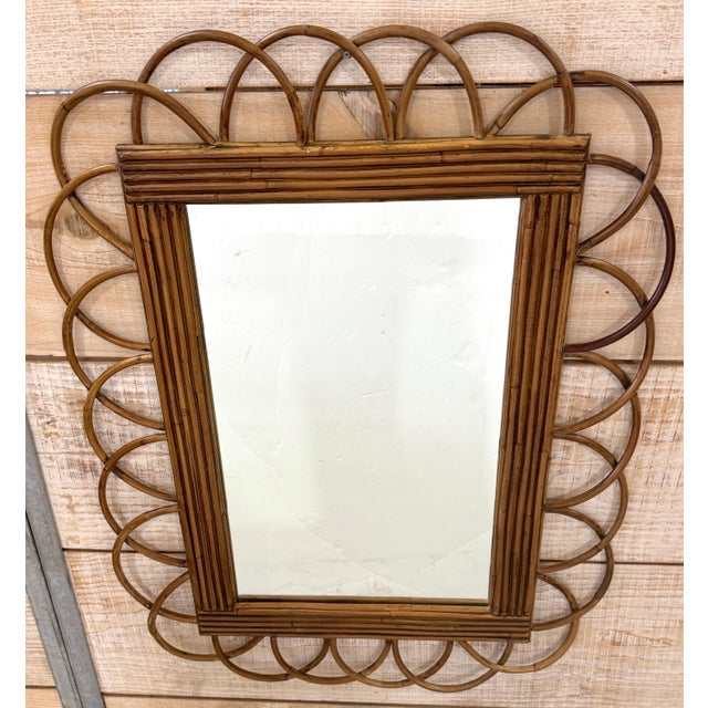 Rattan Loop Wall Mirror, Sculptural Bohemian Modern, Late 20th Century For Sale - Image 11 of 12