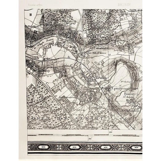 This is an antique map of Brundy, Ile de France, France. Today this is suburban area to the capital city of Paris. The map...