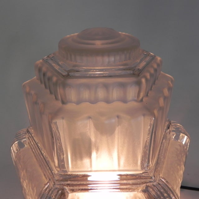 Art Deco Glass Skyscraper Ceiling Lamp by Francis Hubert for Muller Freres, 1930s For Sale - Image 14 of 18