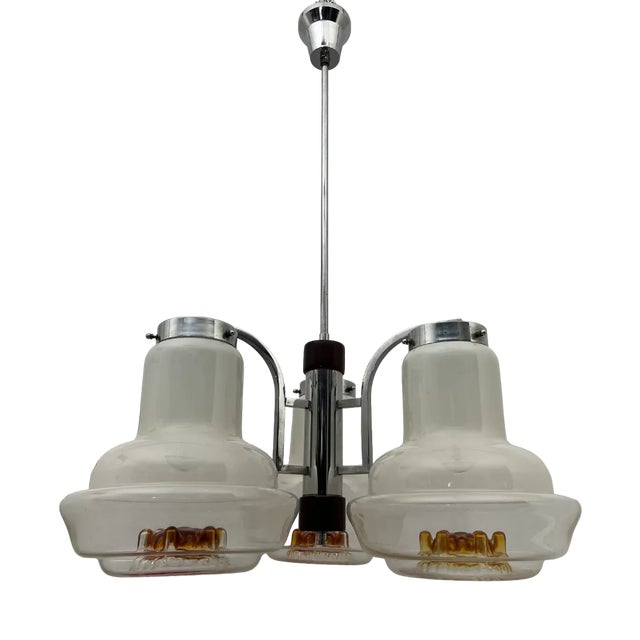 Pendant in Opaline Glass from Mazzega, 1970s For Sale