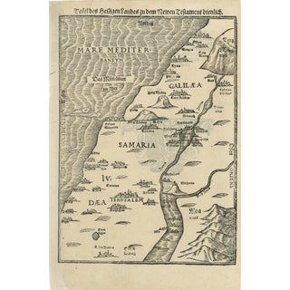 Holy Land Woodcut Map by Heinrich Bünting, 1581 For Sale