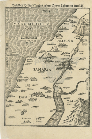 Holy Land Woodcut Map by Heinrich Bünting, 1581