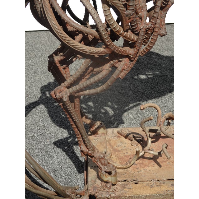 37"Tall Vintage Mid Century Brutalist Welded Metal Horse Sculpture Statue Stand For Sale - Image 13 of 16