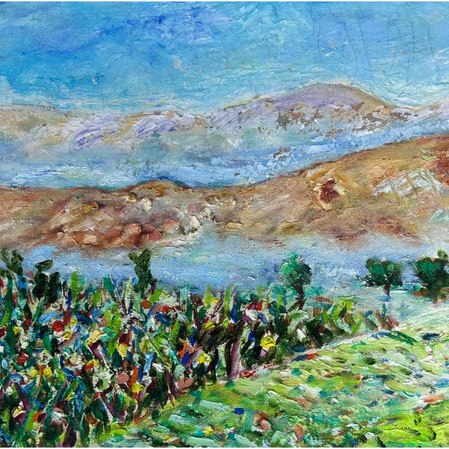 Oil on Canvas Impressionist Landscape Painting Signed Fabello, Dated 1960 For Sale - Image 4 of 6