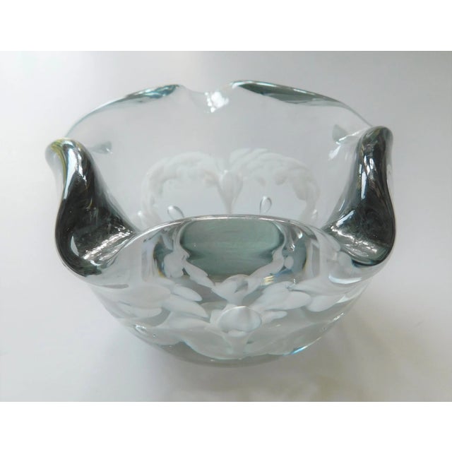 1950s Italian Murano Art Glass Clear Crystal Etched Nut/Candy Dish For Sale - Image 11 of 11