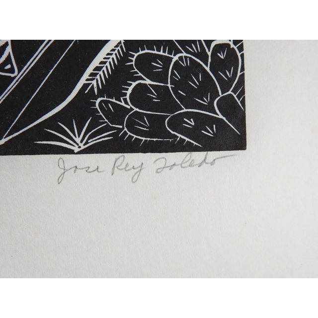 Vintage mid 20th century woodcut on thin paper by Jose Rey Toledo (1915-1994) Native American, Jemez Pueblo, New Mexico....