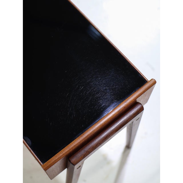 Vintage Danish Bedside Tables in Teak and Black Glass by Arne Vodder for Ølholm Møbelfabrik, 1960s, Set of 2 For Sale - Image 12 of 13