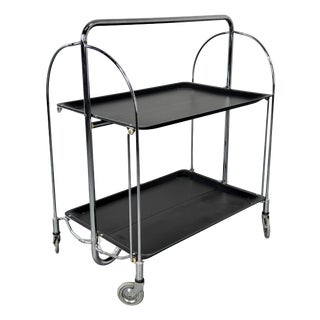 Mid-Century Bauhaus Dinett Foldable Serving Trolley from Bremshey Solingen, 1960s For Sale
