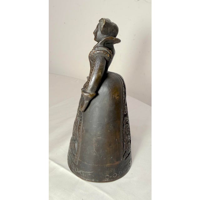 Antique 1800's Victorian Solid Heavy Bronze Elizabethan Lady Bell Boot Clapper For Sale - Image 9 of 14