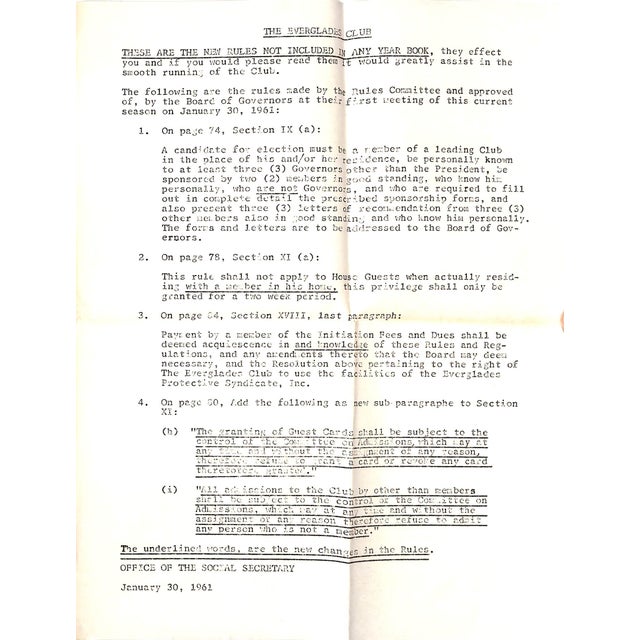 The Everglades Club 1961 Members' Annual Yearbook For Sale In New York - Image 6 of 12