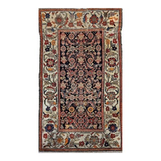 Antique Persian Malayer Area Rug, Handwoven All-Over Herati Patter, Navy & Ivory, 4’ X 7’ For Sale