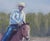 Original oil painting by Sean Wu, Cowboy riding a horse on the field