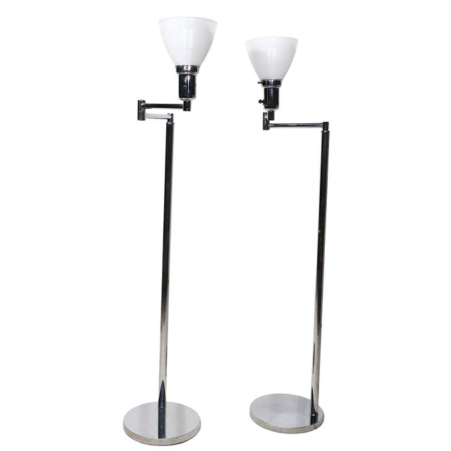 Pair of Walter Von Nessen Flex Arm Bauhaus Design Floor Lamps C. 1970's For Sale In New York - Image 6 of 14