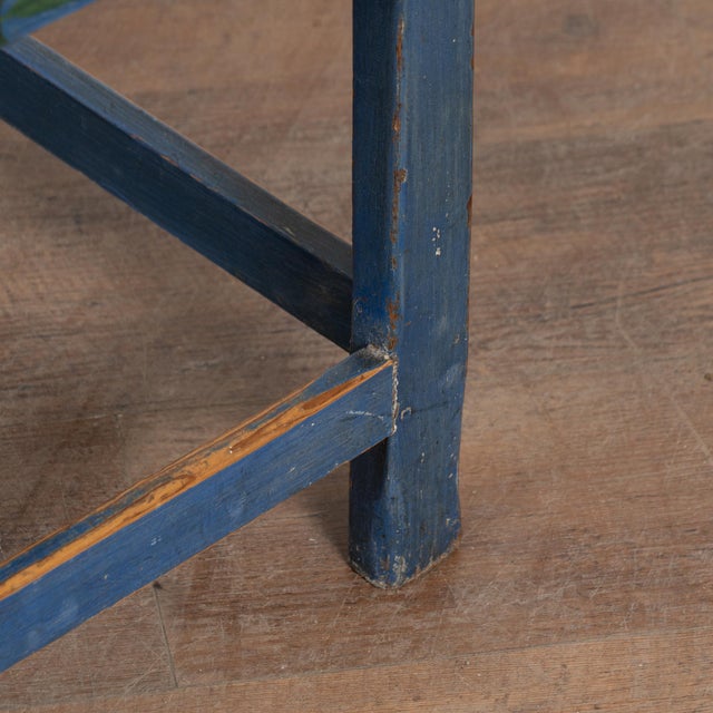 Original Blue Painted and Carved Swedish Chair, Dated 1722 For Sale - Image 10 of 14