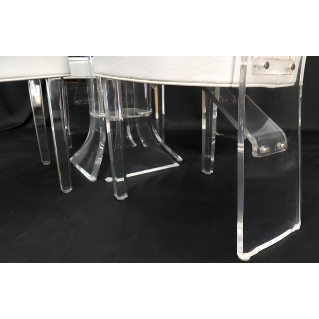 Set of 4 Lucite Dining Chairs Square Dining Table on Single Pedestal Base For Sale - Image 14 of 18